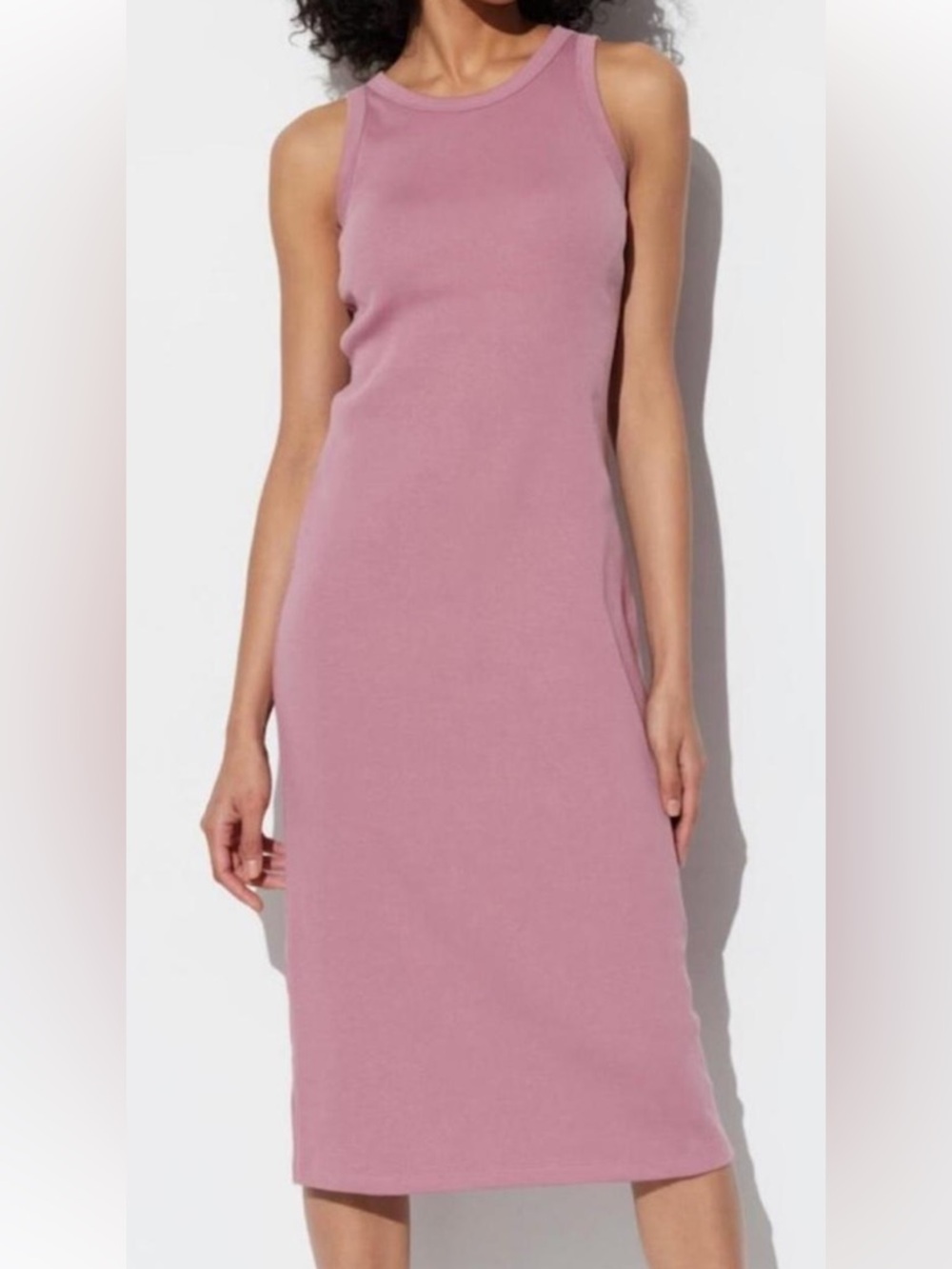 Uniqlo - Women's Racerback Ribbed Midi Dress - Pink with built in bra!